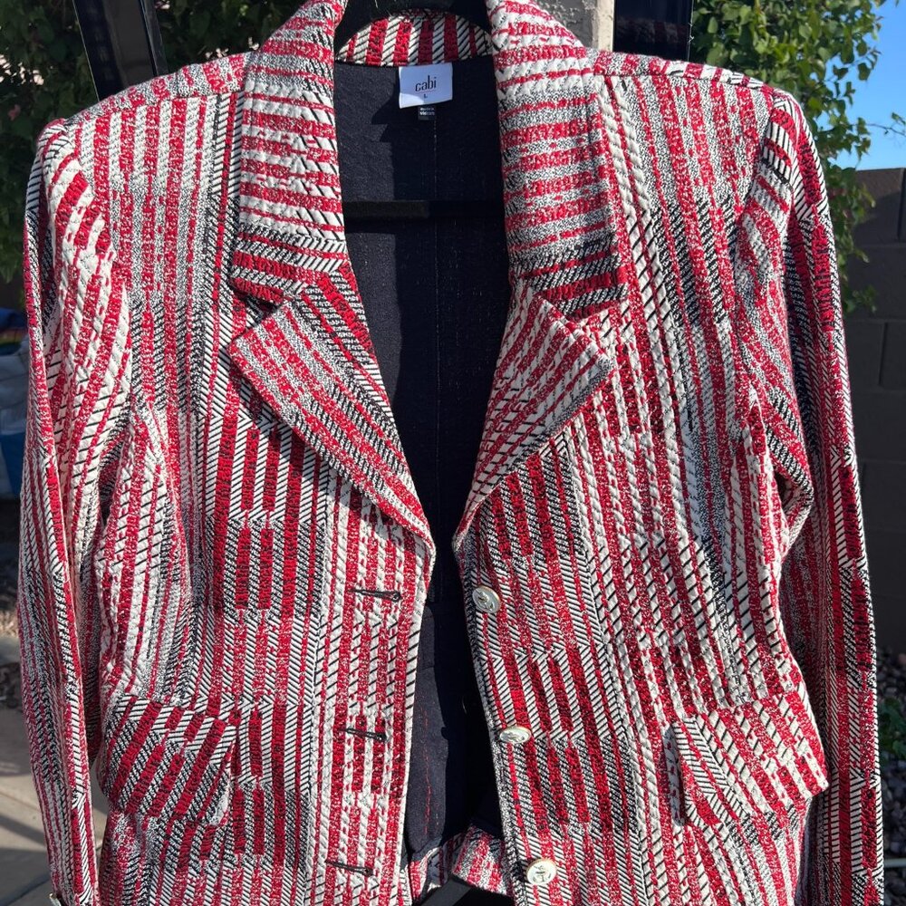 NWOT SZL CAbi Patchwork Blazer/Jacket. Soft. Excellent styling details!